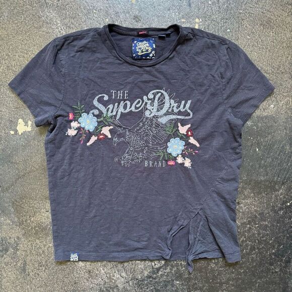 Y2k Superdry Knot Fit Faded Black Women’s Size 4 Small Streetwear Preppy Logo - Picture 1 of 11